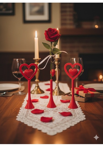 Romantik Masa Dekoru Sevgililer Günü - Yemek Masası Dekoru-set2- 3lü
