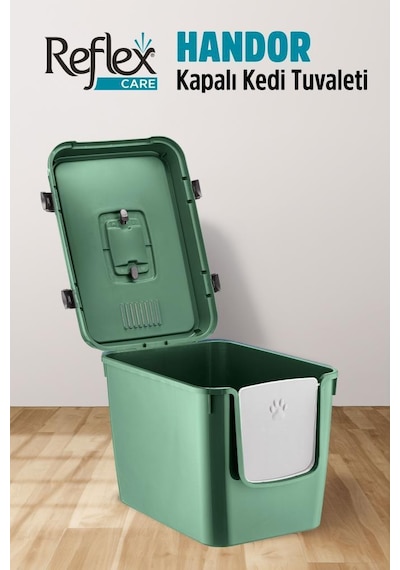 Reflex Care Handor Kapalı Kedi Tuvaleti Yeşil 57,5 X 43,5 X 39 Cm