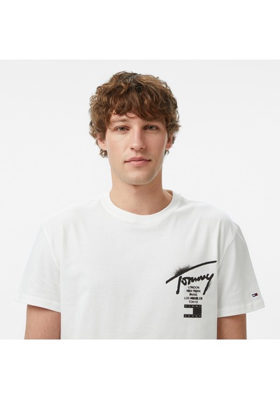 Tommy Hilfiger Regular City Sign Erkek Beyaz T-shirt Dm0dm22553 2800324