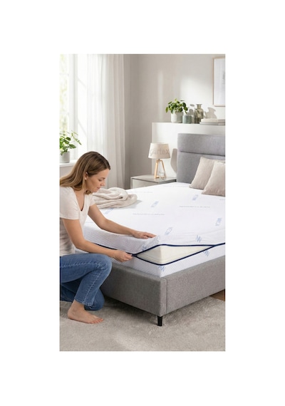 Kılıf Nano 80x200 Yatak Kılıfı Koruyucusu Örtüsü Fermuarlı Kapitone Fit Zippered Mattress Cover Naturel