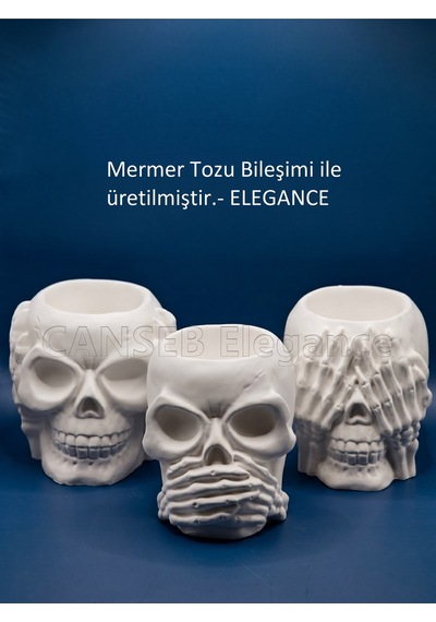 10cm Üçlü Kuru Kafa Seti - Görmedim Duymadım Bilmiyorum Temalı Gothic 96886268