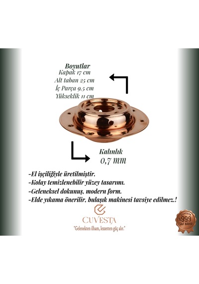 Cuvesta El Yapımı Şef Tipi Bakır Isıtıcı Altlık