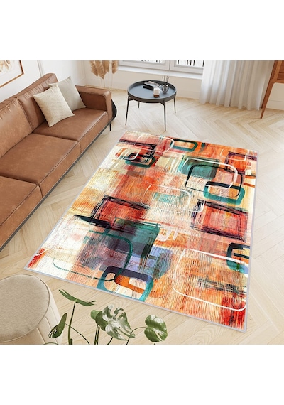 Rovigo Home Dijital Baskı Yıkanabilir Kaymaz Taban Salon Halısı Rvg0397 Kırmızı