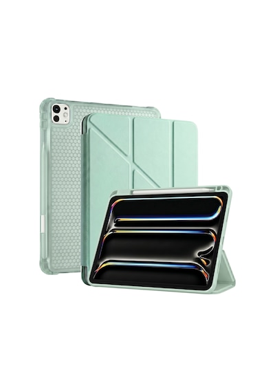 Ps Apple Uyumlu iPad Pro 13 İnç M5 / M4 Tri Folding Standlı Kılıf - Yeşil Kapaklı Kılıf