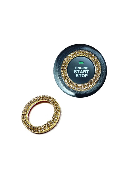 Kristal Taşlı Start Stop Düğme Halkası Altın