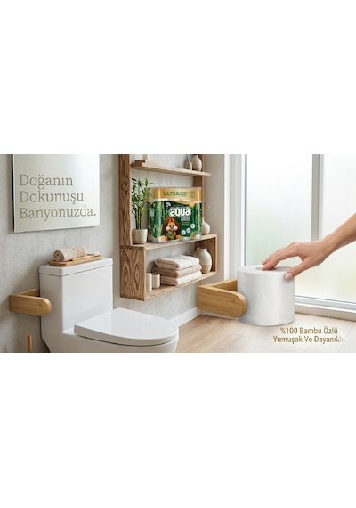 Aqua Bambu Tuvalet Kağıdı, 3 Katlı, 40 Rulo, %100 Selüloz Bambu Özlü Yumuşak Ve Dayanıklı