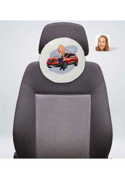 Kişiye Özel Plakalı Kadın Renault Kadjar Karikatürlü Yuvarlak Ara (503989095)
