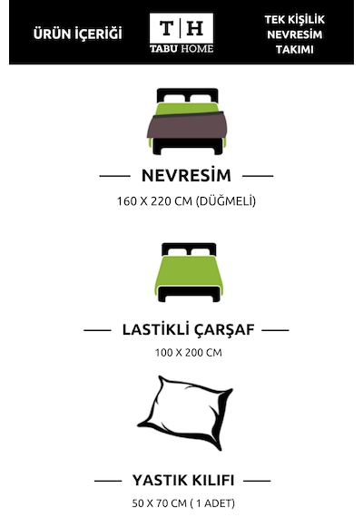 Tabu Home Ranforce Ayıcıklı Kalpli Çarşafı Lastikli Tek Kişilik Nevresim Takımı