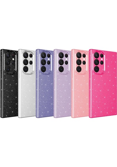 More Tr Galaxy Uyumlu S22 Ultra Kılıf Kamera Korumalı Simli Lüks Zore Koton Kapak