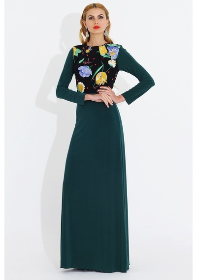 Nidya Moda Büyük Beden Elbise-4046Y Yeşil
