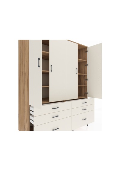 Kronos Gardrop 8 Raflı 6 Çekmeceli 4 Kapaklı 176x59x221 Çam-aytaşı Beyaz Kronos Gardrop 8 Raflı 6 Çekmeceli 4 Kapaklı 176x59x221 Çam-aytaşı Beyaz