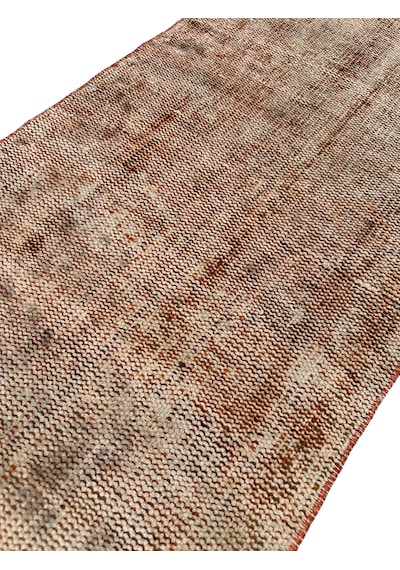 El Dokuma Vintage Yolluk 55x280 Turuncu Soyut Desen Eskitme Halı Turuncu