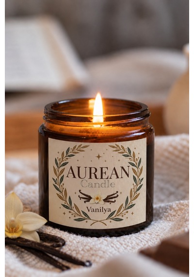 Vanilya Kokulu Mum 100 Cc Amber Cam Kavanoz Aromatik Dekoratif Mum Beyaz