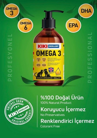 Kiki Excellent Omega 3 Kedi Ve Köpek İçin Balık Yağı 250 Ml