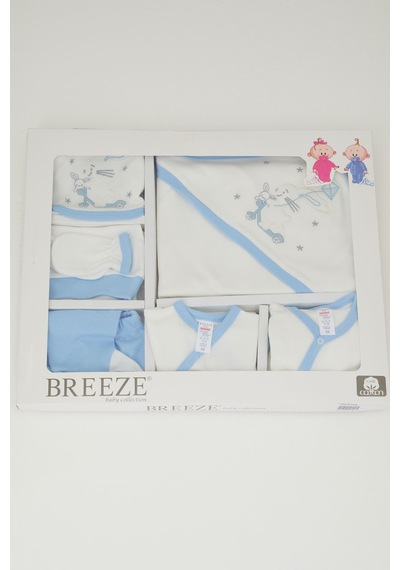Breeze Erkek Bebek Hastane Çıkışı 10 Lu Scooter Kralı Uçurtma Uçuran Tavşancık Nakışlı 0-3 Ay, Beyaz