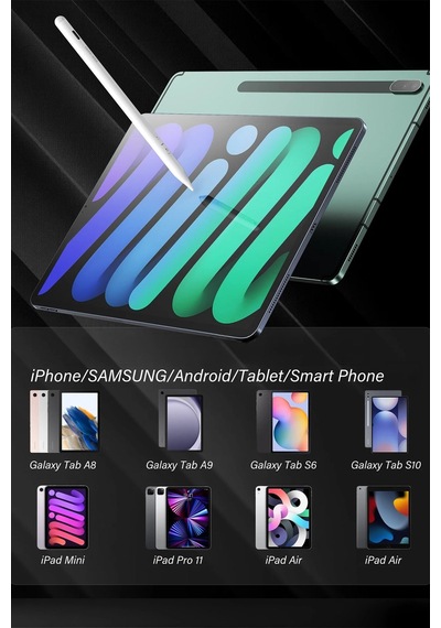 Ven-dens Vd-sp006 Apple Uyumlu iPad Ve Android Uyumlu Manyetik Tablet Kalemi, Type-c Şarj, 8 Saat, Beyaz
