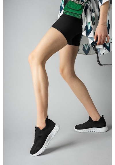 Nesil Shoes Dvm 505 Siyah Beyaz Triko Kadın Sneakers Beyaz - Siyah