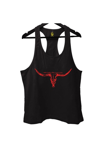 Top Glory Hornr Siyah Gym Fitness Tank Top Sporcu Atleti Siyah - Kırmızı