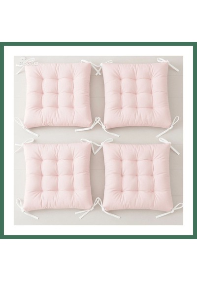 En-cag 4 Lü Kapitone Bağcıklı Sandalye Minderi 40 40 3 Cm Pembe 40 40 3 Cm 4 Adet Bss