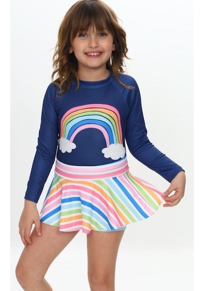 Lolliboomkids Kız Çocuk Çok Renkli Gökkuşağı Baskı Desen Uzun Kollu Tayt Etekli 2 Parça Mayo / Bikini Takımı Rainbow Çok Renkli Lolliboomkids Kız Çocuk Çok Renkli Gökkuşağı Baskı Desen Uzun Kollu Tayt Etekli 2 Parça Mayo / Bikini Takımı Rainbow Çok Renkli