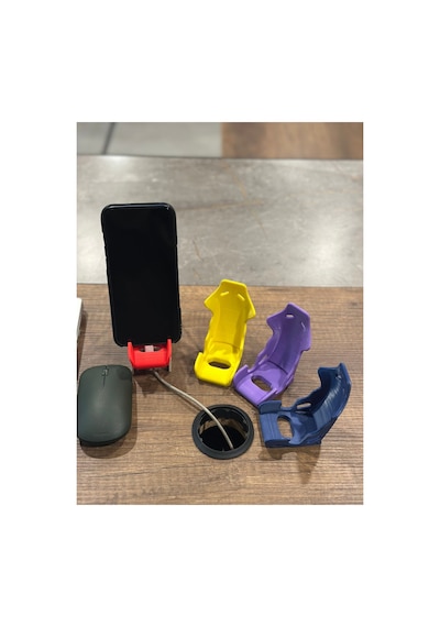 Recaro Koltuk Tasarımlı 3d Baskı Masaüstü Telefon Tutucu Şarj Uyumlu Beyaz