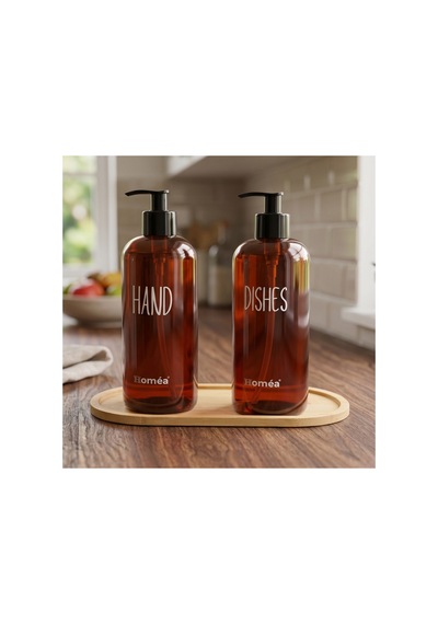 Homea Homéa Bambu Sunum Altlıklı 2'li Amber Renk Hands Dishes Sabunluk Seti