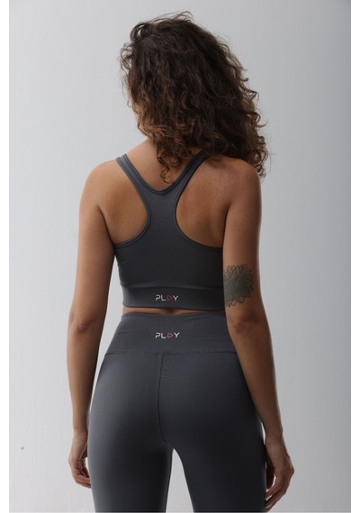 Playsportswear Micro Polyester Gri Toparlayıcı Sporcu Bra Gri