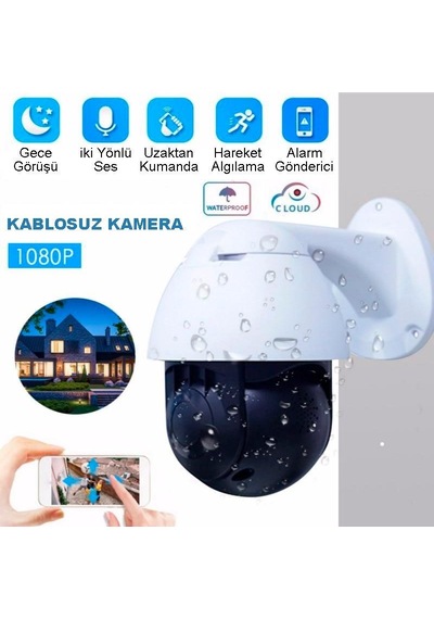 Powermaster 2MP 1080P Sese-Işığa Duyarlı Su Geçirmez PTZ Wifi Kam