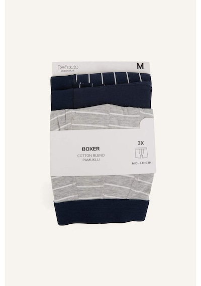 Defacto Regular Fıt Çizgili 3lü Boxer Set H4415ax26spnv135 Lacivert-nv135