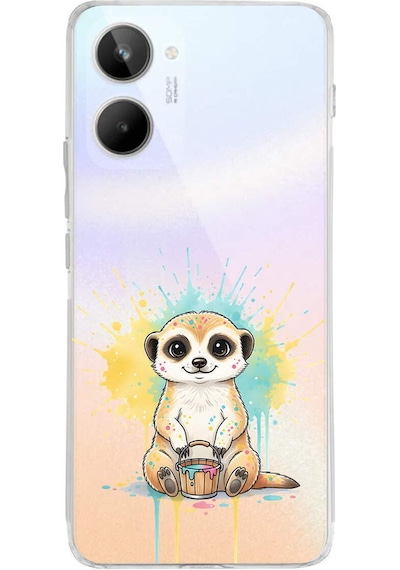 Realme 10 4g İle Uyumlu Splash Mirket Tasarımlı Şeffaf Silikon Kılıf Şeffaf