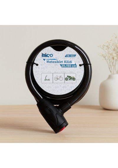 Anahtarlı Çelik Tel Bisiklet Ve Motor Kilidi 20mm X 150cm Diğer