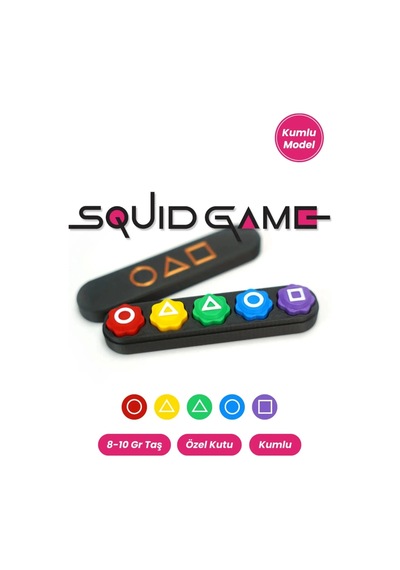 Özel Üretim Kumlu Renkli Beş Taş Gonggi Kalamar Squid Game 5 Taş Oyunu
