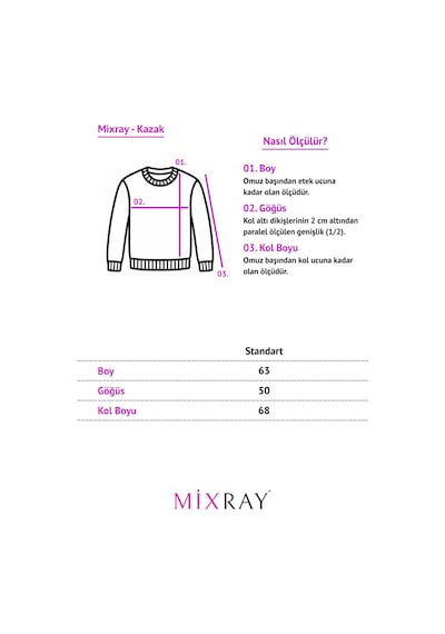 Mixray 6849 Kadın Dikişsiz Dik Yaka Triko Kazak Naturel