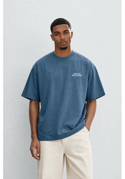 Respire Erkek Hallelujah Baskılı Oversize T-shirt Petrol