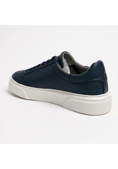 Erkek Deri Sneaker Ayakkabı Siyah-siyah Lacivert
