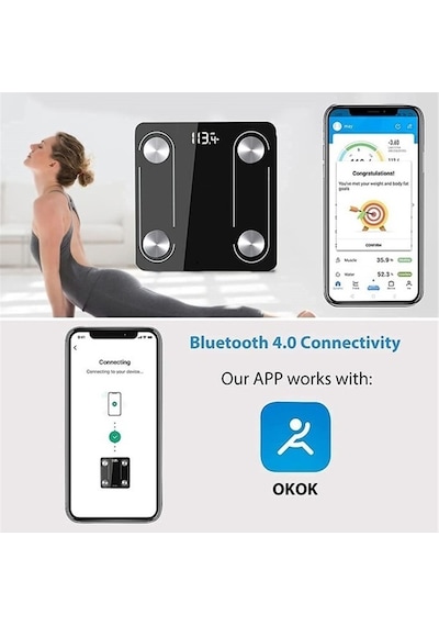 Lichen Bluetooth Akıllı Vücut Yağ Ölçer Elektronik Tartı Yağ