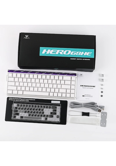 Aula Hero 68 He Manyetik Klavye Rapid Trigger Black King Switch 8000hz Rgb Tkl Hot Swap Oyuncu Klavyesi Beyaz