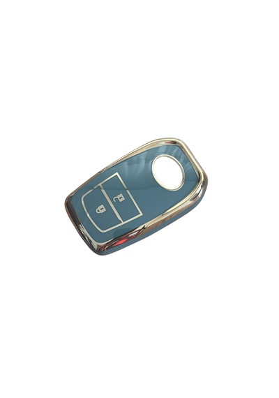 Autohan Keys Toyota Chr, Hilux, Corolla, Land Cruiser, Yaris Cross, Camry, Rav4 İçin 2 Butonlu Nano Anahtar Kılıfı Gri-altın