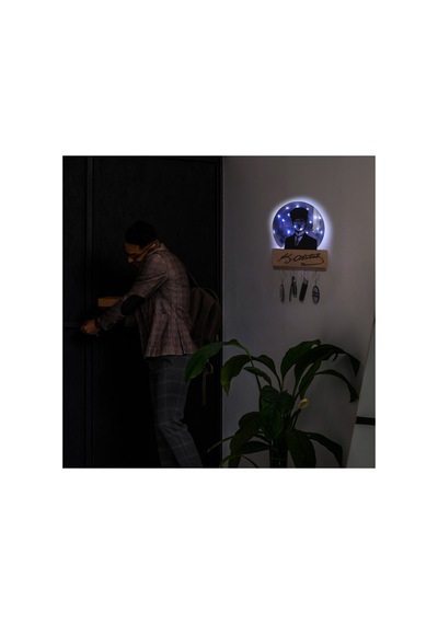 Led Işıklı Pleksi Dolunay Kişiselleştirilebilir Dekoratif Biblo Atatürk Portre Anahtar Askılığı Mavi - 737347614 Mavi