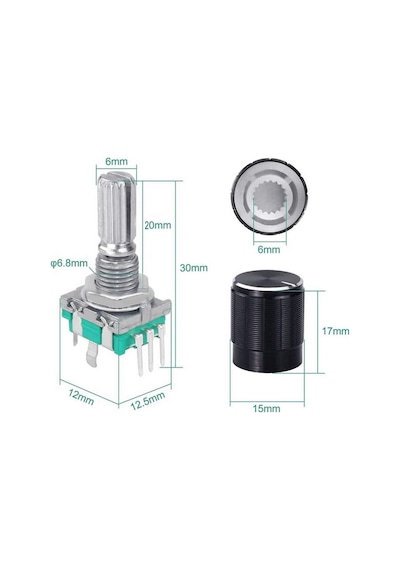 Ec11 Rotary Encoder Butonlu 20 Adım Pot Başlıklı Pwm 360 Derece Döner Butonlu