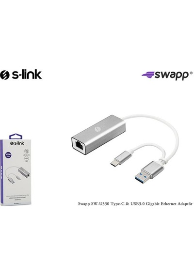S-Link Swapp Sw-U330 Type-C - Usb3.0 Gigabit Ethernet Adaptör