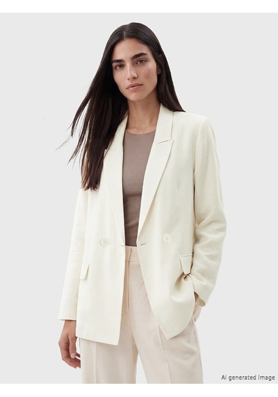 Lcw Studıo Beyaz Kruvaze Yaka Kadın Blazer Ceket