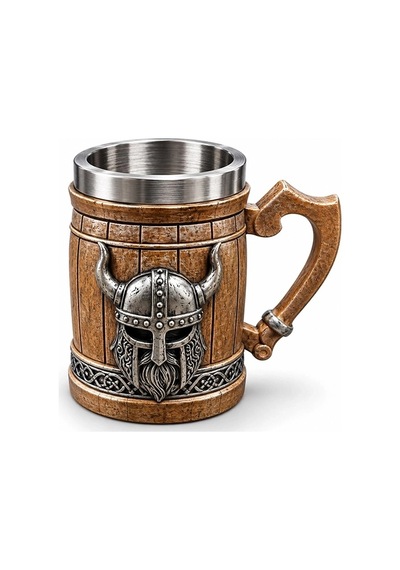 Viking Miğferi Figürlü 3d Kabartmalı Paslanmaz Çelik Kupa Bardak Alk6545 Çok Renkli