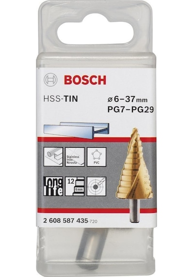 Bosch HSS-TiN 12 Kademeli 6x37 mm PG7-PG29 Matkap Ucu - 2608587435