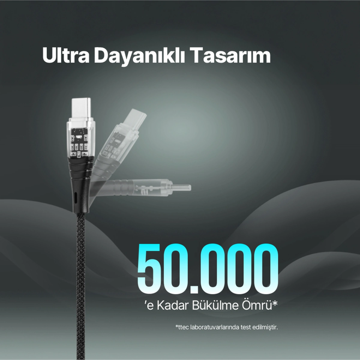 Ekstra Dayanıklı Transparan Usb-c Usb-c 60w Pd/qc 120cm Hızlı Şarj/data Kablosu Siyah 2dk58s