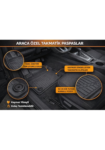 Volvo S40 2007 Model Aracınıza Özel Üretim Esnek Kauçuk Paspas Takımı
