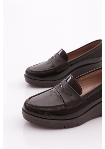 Dgn 1042 Kadın Loafer Ayakkabı Kahve Rugan