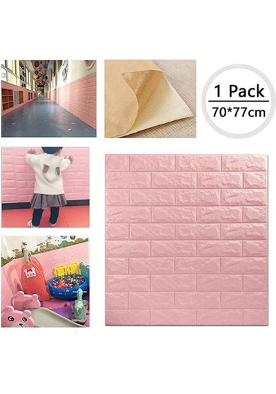 Pembe Yapışkanlı Duvar Kağıdı 3D Dekoratif Duvar Paneli Nw03