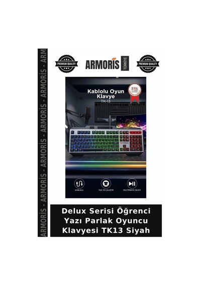 Delux Serisi Öğrenci Yazı Parlak Oyuncu Klavyesi Tk13 Siyah