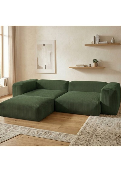 Relax Köşe Koltuk Takımı Sünger Koltuk Kanepe Divan Zümrüt Yeşili